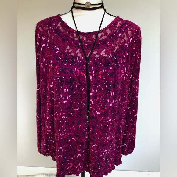 Faded Glory Plum Flowy Peasant Top XXL - Picture 1 of 6